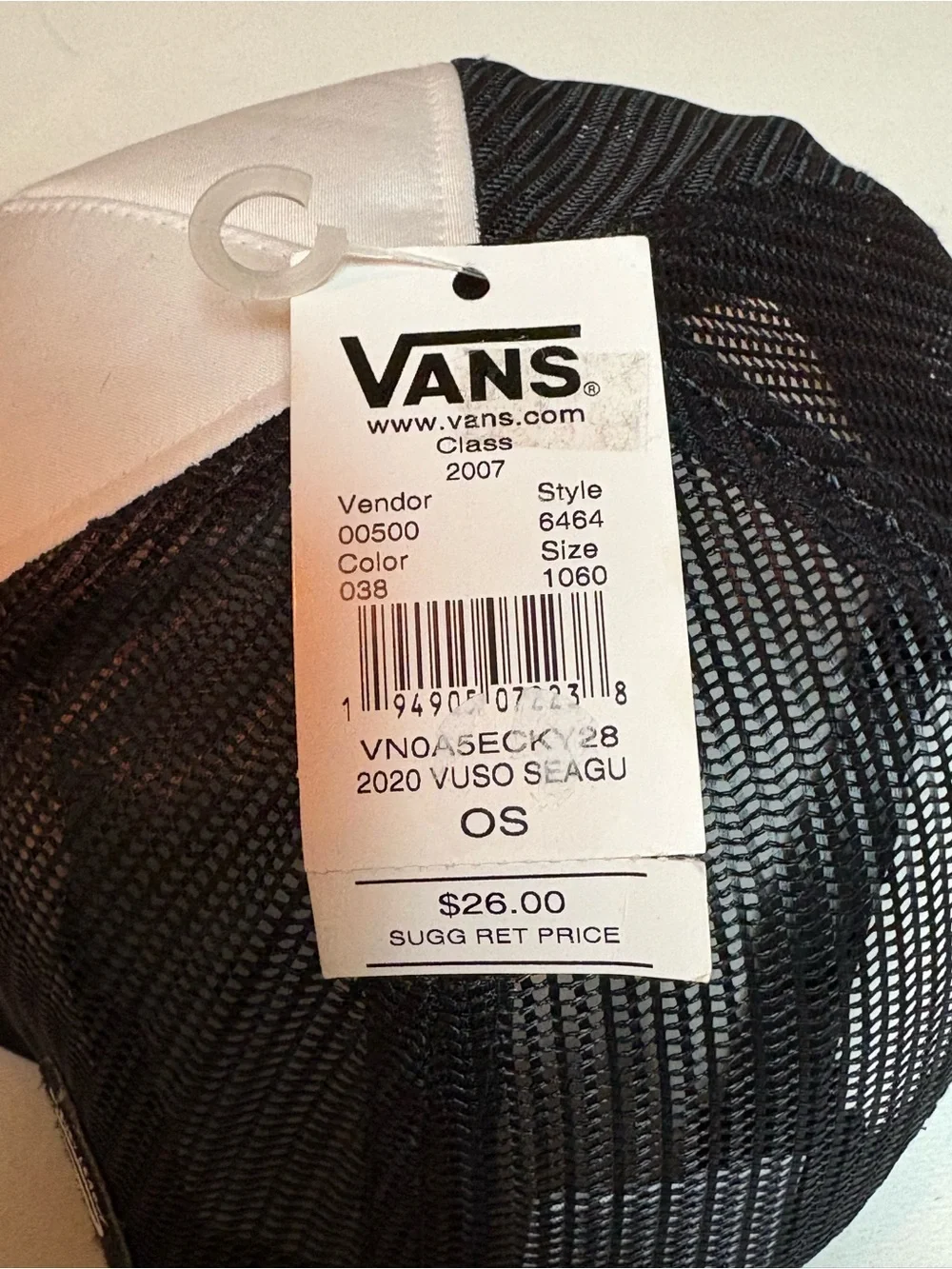 Vans Black and White Trucker Hat with Surf Graphic
